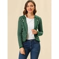 thumbnail image 4 of INSPIRE CHIC Chaqueta tipo blazer de rayas ligeras con decoración de botones de solapa con muesca para mujer Verde L, 4 of 6