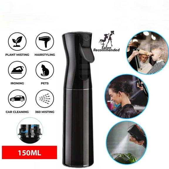 Continuous Fine Mist Spray Bottle, 360 Leak-Proof Trigger Sprayer for Hair, Plants, Cleaning & More, BPA-Free Plastic, 150ml/300ml