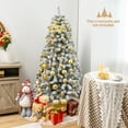 thumbnail image 2 of Topbuy 6'Hinged Artificial Christmas Tree Unlit w/ Metal Stand Premium Snow Flocked, 2 of 10