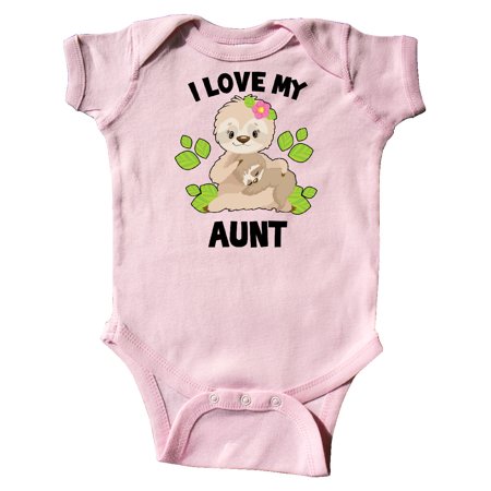 

Inktastic Cute Sloth I Love My Aunt with Green Leaves Gift Baby Boy or Baby Girl Bodysuit