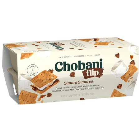 Chobani Flip Low-Fat Greek Yogurt S'more S'mores 4.5 oz 4 Pack