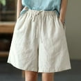 thumbnail image 2 of Maean Women's Wide Leg Shorts Cotton Linen Elastic High Waist Drawstring Baggy Short Pants with Pockets, 2 of 4