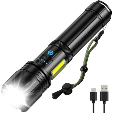 Rechargeable LED Flashlights High Lumens, 250,000 Lumen Brightest Flash Light, High Power Flashlight USB with 5000 mAh Capacity, IPX7 Waterproof Handheld LED Torch for Home, Camping, Hiking