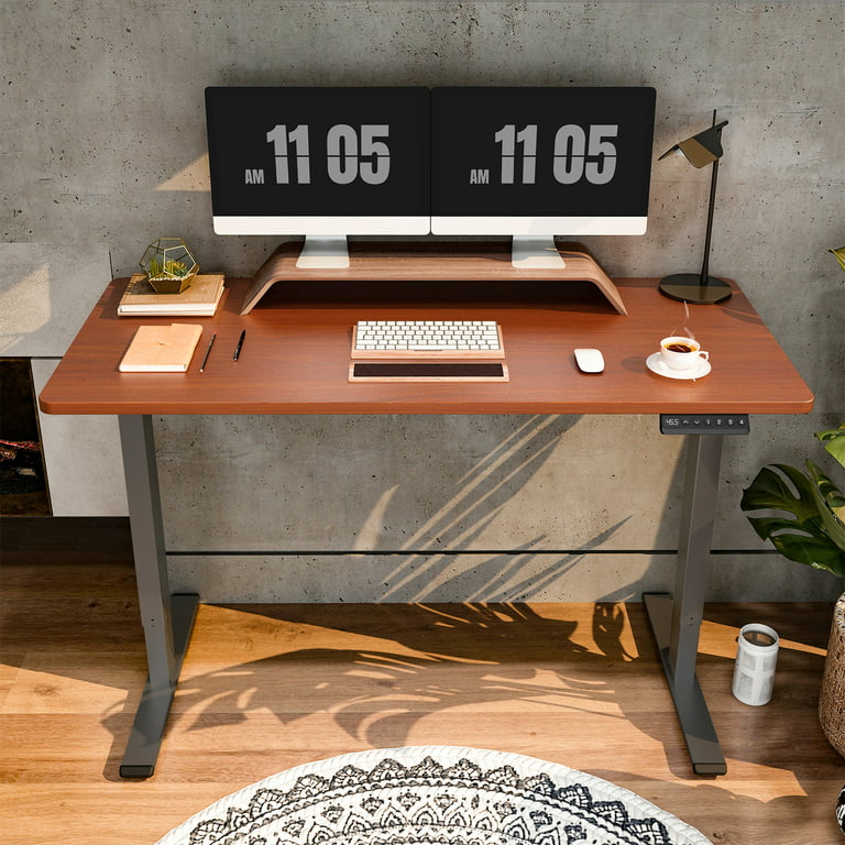 FLEXISPOT EN1 Electric Height Adjustable Standing Desk 55 x 28 Inches  Whole-Piece Board Memory Controller Home Office Desk(Black Frame + 55  Black