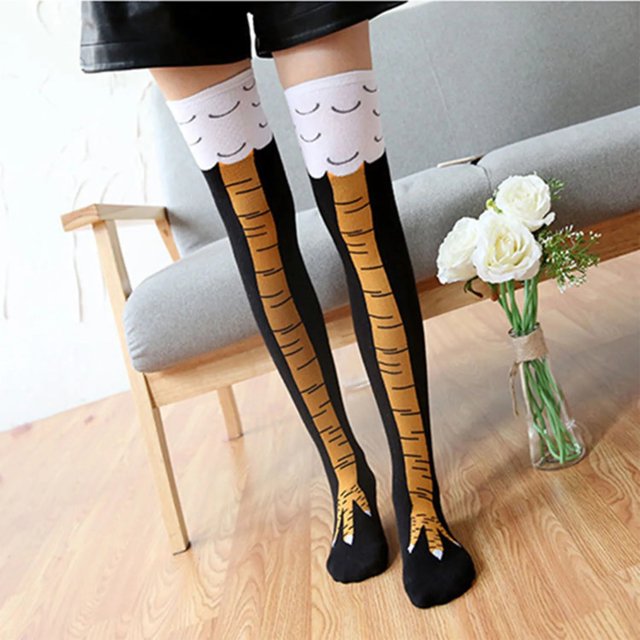 Calcetines con patas de pollo para mujer, primavera y otoño, divertidos y creativos.