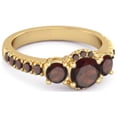 thumbnail image 2 of Three Stone 0.92 Cts Garnet Rare Cut 925 Sterling Silver Yellow Plated Accent Women Valentines Day Gifts Ring, 2 of 3