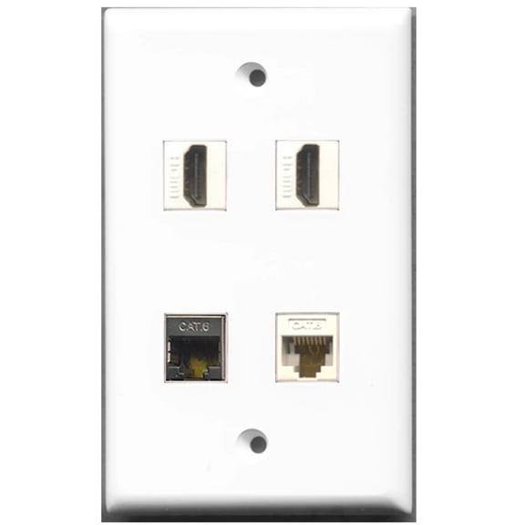 Ultra Spec Cables 2 Port HDMI 1 Port Shielded Cat6 Ethernet 1 Port Cat6 Ethernet Wall Plate