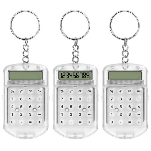 SEWOART 3Pcs Small Transparent Electronic Calculator Keychain for Basic Calculations