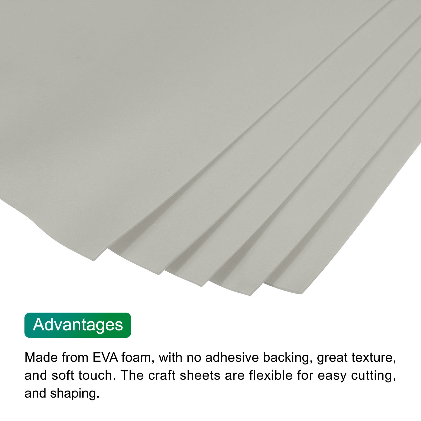 Uxcell EVA Foam Sheets Grey 35.4 Inch x 19.7 Inch 2mm Thick Crafts Foam EVA Sheets for Arts and Crafts 5Pcs