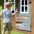 thumbnail image 3 of CASEMIOL Outdoor Playhouse for Kids, Wooden Playhouse Outside with Kitchen Playset, Snack Bar, Pet Access, Doorbell, Toy Phone, Large Outdoor Playset for Kids 3-6 Years, Brown+Gray, 3 of 10