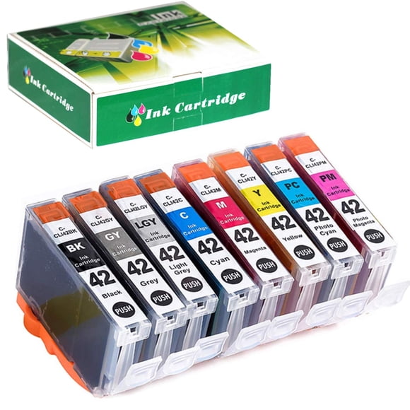 8 Cartouches d'Encre Compatibles CLI-42 pour Canon Pixma Pro-100 Pro 100 Pro-100S (1BK, 1C, 1GY, 1LGY, 1M, 1Y, 1 Pce, 1PM)