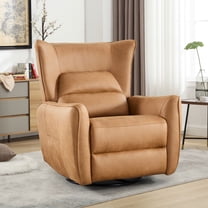 Bonzy Home Swivel Rocker Recliner Power Electric Recliners with Highly Enveloping Backrest Rocking Recliner Chair Leathaire Reclining Sofa for Living Room, Camel