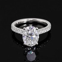 solitaire jewels 1.75CT Oval Moissanite Hidden Halo Engagement Ring For Women, 10K White Gold