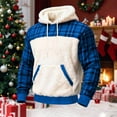 thumbnail image 2 of KeShDi Christmas Flannel Shirt for Men's Christmas Plaid Fleece Long Sleeve Hooded Sweatshirt Blue M, 2 of 3