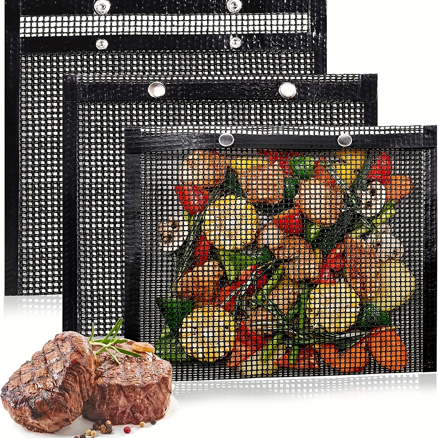 BBQ Mesh Grill Bag, NonStick Mesh Grilling Bags, Reusable And Easy To