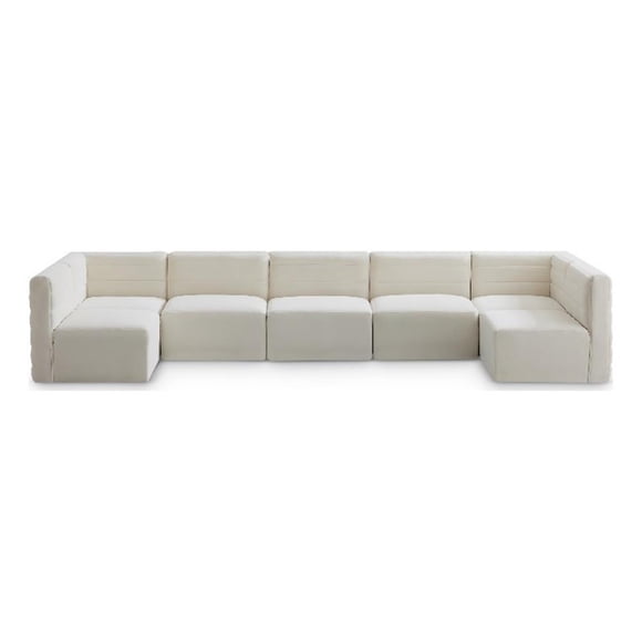 Meridian Furniture Quincy Sectionnel Modulaire en Velours Crème