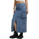 thumbnail image 4 of INSPIRAR CHIC Falda Larga de Mezclilla con Abertura Frontal, Botones, Cintura Elástica, Estilo Streetwear, Bolsillos de Solapa, Faldas de Jean L Gris Azul, 4 of 6
