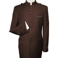 thumbnail image 2 of Mens Apollo  King  Banded Collarless suit Chinese Mandarin Wide leg AG94 Brown, 2 of 11