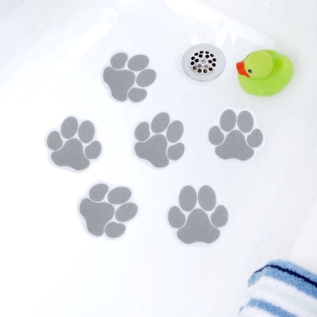 SlipX Solutions Adhesive Paw Print Bath Treads (6 Count, Tan)