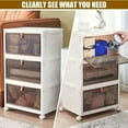thumbnail image 3 of 1pc Large Collapsible White PP Plastic Clutter Organizer With Wheels, 3 Tier Clear Stackable Shoe Display Box For Organized Snacks, Quilts, Bedroom Accessories, 3 of 10