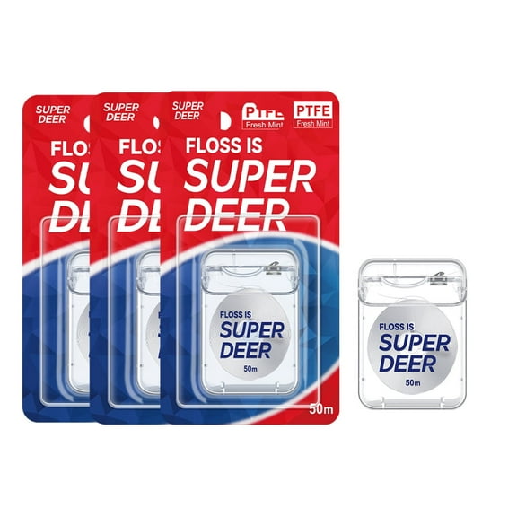 Super Deer Waxed Mint-Flavored Dental Floss, Unit Pack, 55 Yard