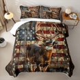 thumbnail image 2 of meiyoeat Vintage Flag Deer Bed Spread Queen, Rustic Hunting Print Queen Coverlet Set For Boys,3 Pieces, 2 of 7