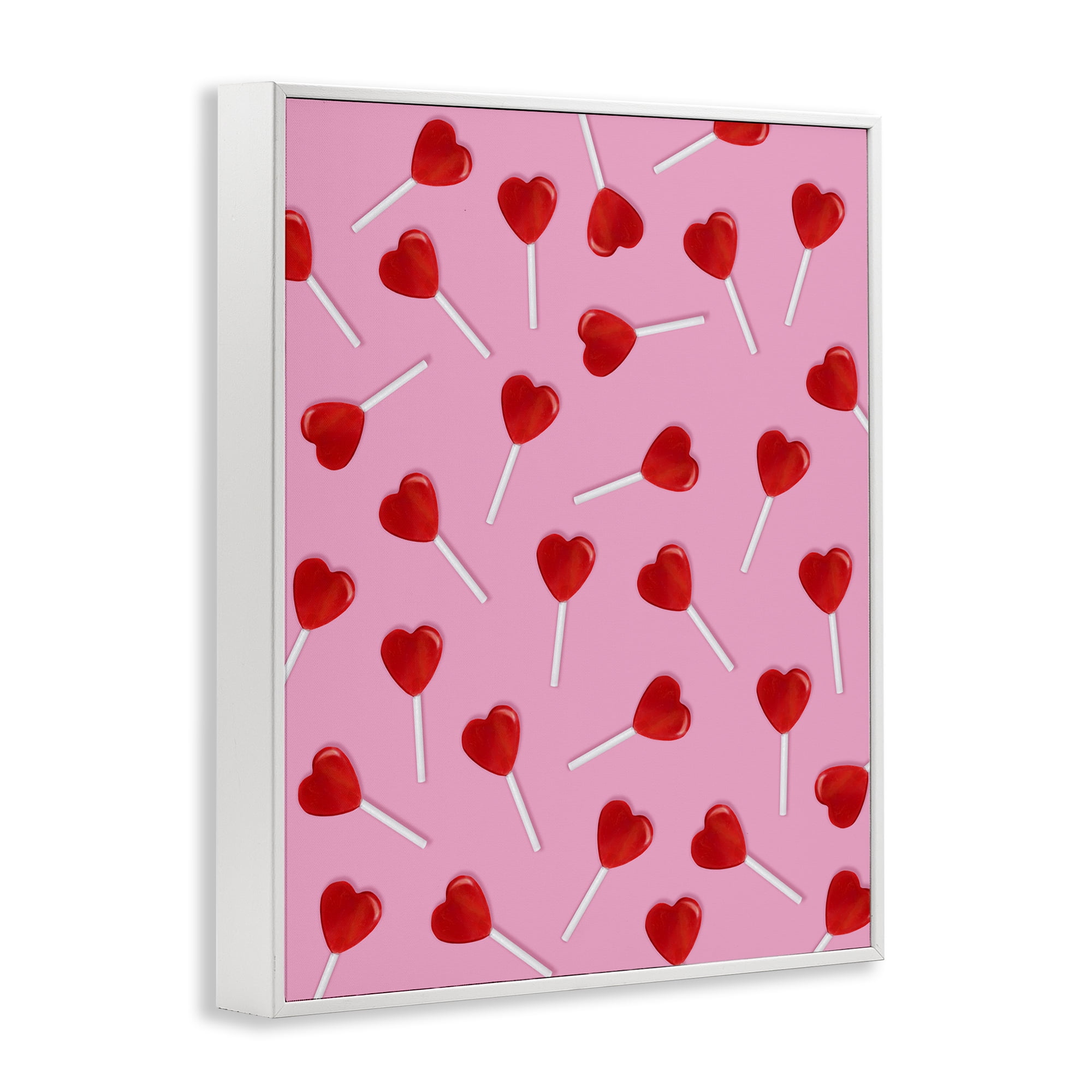 Stupell Industries Heart Lollipop Pattern White Framed Giclee Art, design by LISH Creative