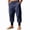 Navy, variant on HOMADLES Mens Casual Linen Joggers Pants Elastic Waist Loose Fit Sports Pants Side Pocket Outdoor Athletic Pants Army Green Size 3XL