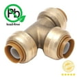 thumbnail image 2 of 1/2 x 1/2 x 1/2 Inch (0.50x0.50x0.50) Push To Connect Fitting Tee for PEX, Copper, CPVC Pipe, Brass Plumbing Fitting with Stiffener, No Lead, 2 of 6