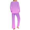 thumbnail image 4 of Womens Pajamas Sets Women's Long Sleeve Pajamas Set with Pockets Soft Pants with Long Sleeve Tops Ladies Sleepwear Gradient Printed Casual Tops Pants Pajama Set Purple XL, 4 of 6
