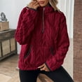 thumbnail image 5 of Women'S Sherpa Zip-Up Hoodie, Loose Fit Cropped Winter Casual Sweatshirt With Half Collar, Soft Fleece Pullover For Streetwear & Daily Outfits Wrm Valentine'S Hoodie (S, Wine) ZMTing, 5 of 5