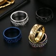 thumbnail image 4 of Trayknick Unisex Fashion Titanium Steel Roman Numerals Twist Chain Ring Party Jewelry Gift Golden US 12, 4 of 11