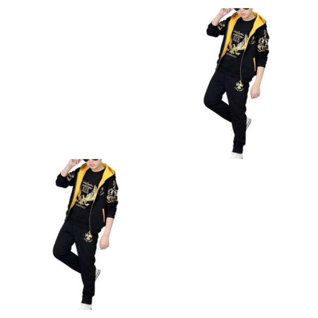 Conjunto de ropa Sonducket para niños abrigo camiseta y pantalones manga larga Negro 110cm a 170cm