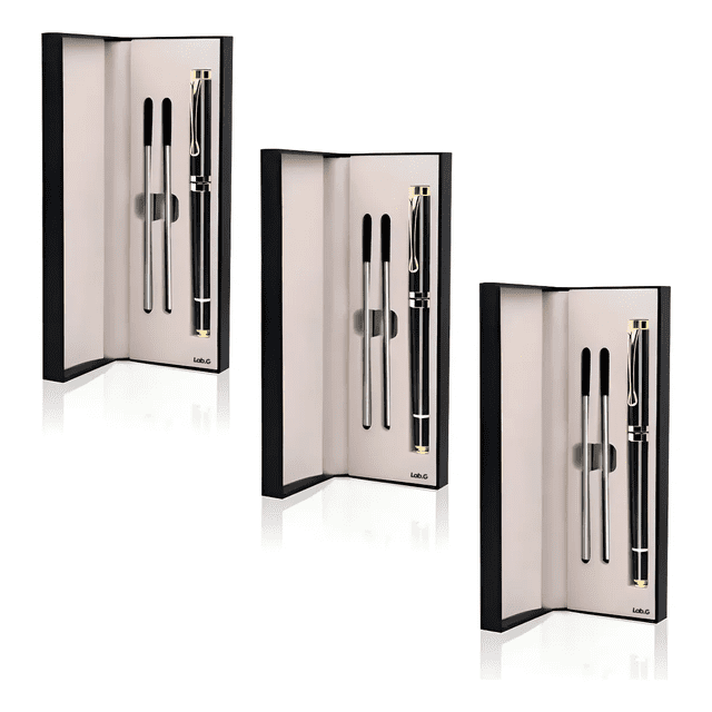 "Set 3 Boligrafos Elegantes Plumas Cajas Para Regalo Oficina Lab.G, Negro "
