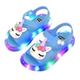 thumbnail image 2 of Girls Cute Unicorn Rainbow LED Light Up Jelly Sandals, Adjustable Ankle Strap Non Slip Kids Water Beach Shoes, Step Activated Glowing Summer Outdoor Walking Sandals 4-9Y, 2 of 8
