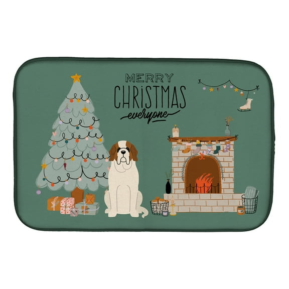 Saint Bernard Christmas Everyone Dish Drying Mat