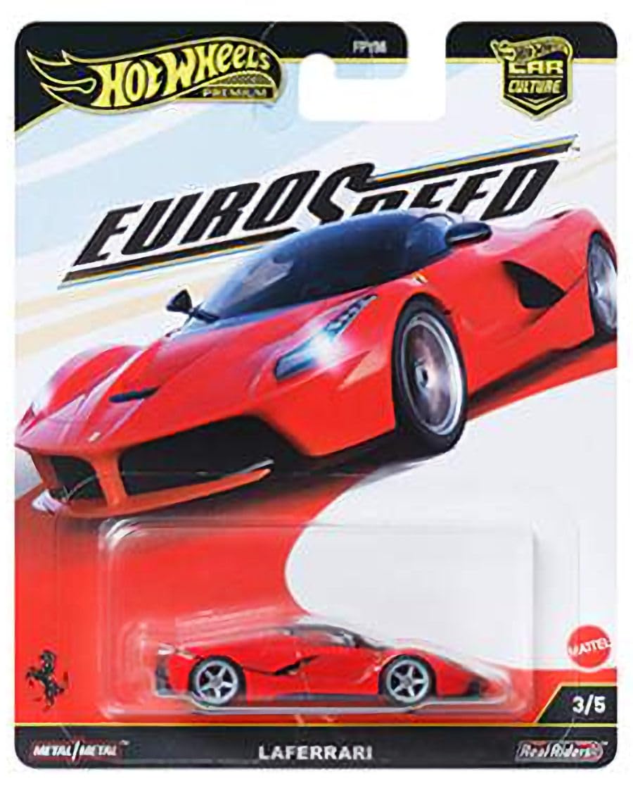 Hot Wheels Euro Speed Premium Collection, Die-Cast Cars Set, Bugatti Bolide, Aston Martin, Ferrari, McLaren, 5-Pack Luxury Sports Cars FPY86-961L