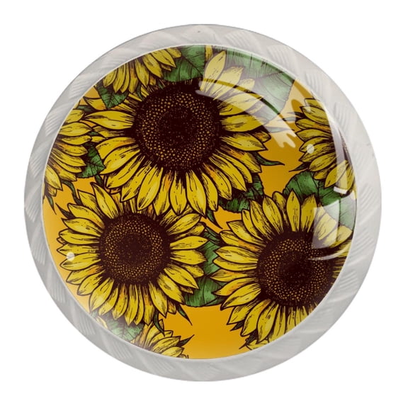 4 Pcs Sunflower Knobs for Kitchen Cabinet Cupboard Dresser Bookcase Drawer Pulls Handles Round Home Decor
