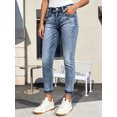 thumbnail image 4 of JOLIP Women's Mid Rise Skinny Ankle Jeans, Rhinestone Embroidered Back Pockets Stretch Denim Pants, 4 of 7