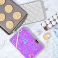 thumbnail image 6 of Purple Abstract Geometric Pattern Set of 2 Heat-Resistant Quilted Pads, Silver Polyester, 7" x 9.8", 6 of 7