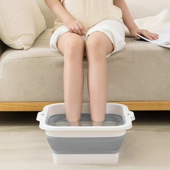 kttectoa Folding Foot Bath Tub Household Portable Over Calf Insulation Plastic Massage Raised Dots Soothing Foldable Basin 16.54x6.69in Gifts Home