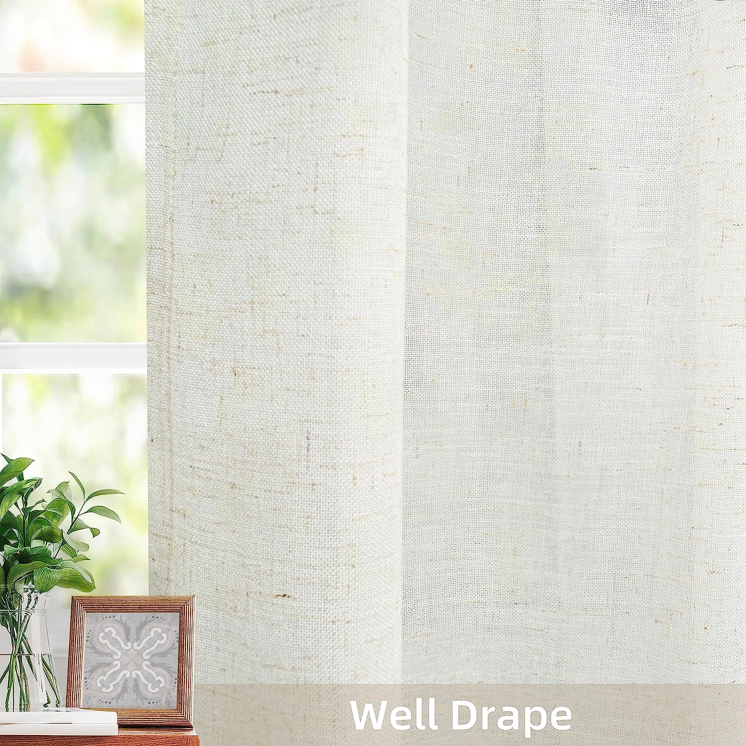DriftAway Pinch Pleat Kitchen Curtains Linen Textured Short Curtains for Small Window Bathroom Laundry Room 2 Panels Cafe Curtains Back Tabs Solid Farmhouse Rustic Curtains 30 x 36 Inches Light Linen