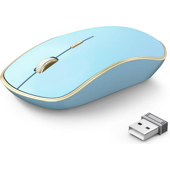 JOYACCESS 2.4G Slim Wireless Silent , Portable Wireless Computer with 5 Adjustable DPI Levels, USB Mice for Desktop, Notebook, , Chromebook, PC (Green)