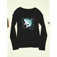 thumbnail image 3 of Grinning Shark Kids Art Long Sleeve Toddler - Toddler Long Sleeve Tee, Black, 3 of 4