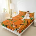 thumbnail image 4 of Manfei Orange Splash Splatter Bed Sheets, Modern Watercolor King Sheets, Chic Geometric Striped Sheet Set, Breathable Home Decor, 4pcs, 4 of 7