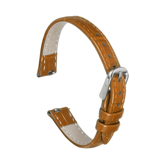Uxcell Quick Release Leather Watch Band 12mm Embossed Pattern Leather Watch Strap Replacement for Men Women, Coffee