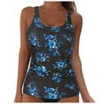 thumbnail image 1 of NIEWTR Womens Printed Strappy Racerback Swim Tankini Top Only No Bottom Tankini Top Only No Bottom Effect Hanging Neck Sexy Bikini Swimsuit (S,Purple), 1 of 8