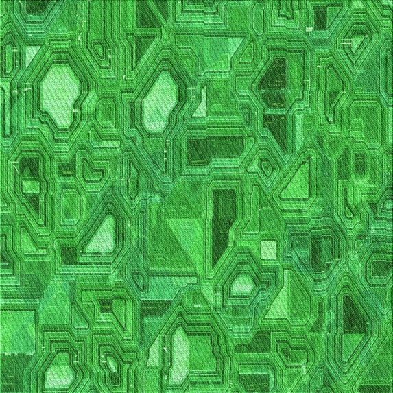 Ahgly Company Indoor Square Patterned Neon Green Area Rugs, 5' Square