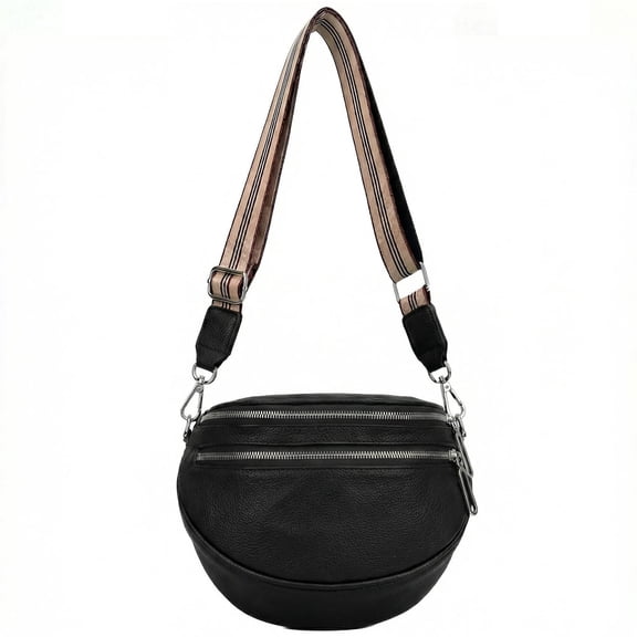 Bum Bags for Women Crossbody Bag, Trendy Crescent Shoulder Bags Spacious Fanny Packs Sling Bag Half Moon Purse, with Adjustable Strap, Black