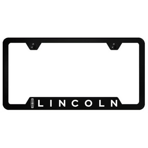 Lincoln Logo Black Polycarbonate Notched License Plate Frame Official Licensed